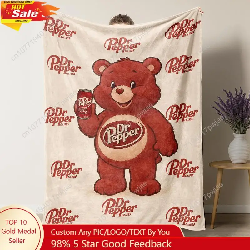 Home Textiles Throw - Selimut Flanel Dr Pepper Bear Lembut