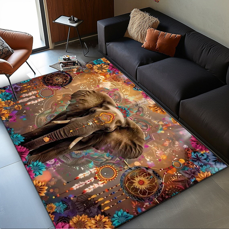 Home Textiles Rug - Karpet Mandala Gajah: Pola Bunga Etnis
