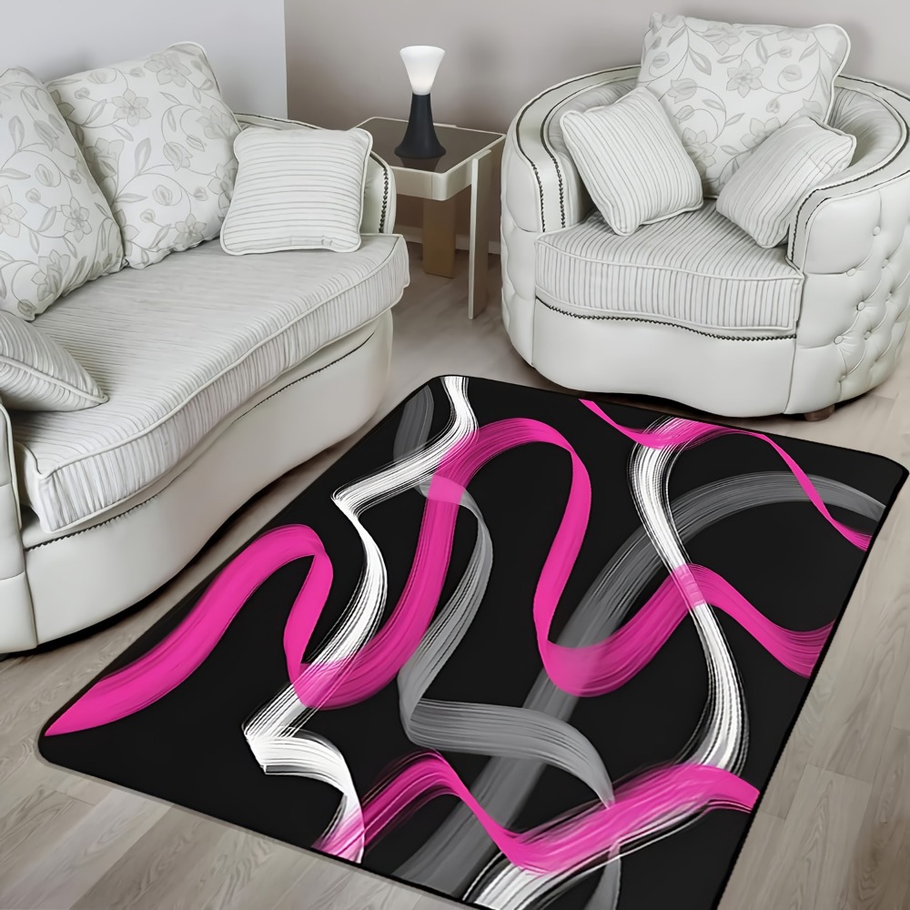 Home Textiles Rug - Karpet Geometris Bergaris Warna Pink Terang