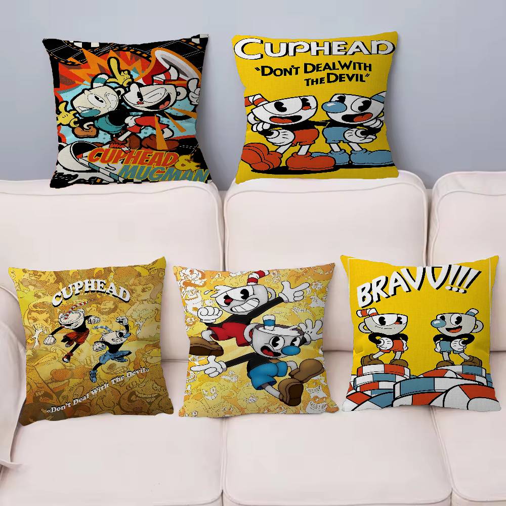 Home Textiles Inc - Sarung Bantal C-Cuphead Game Klasik, Sarung