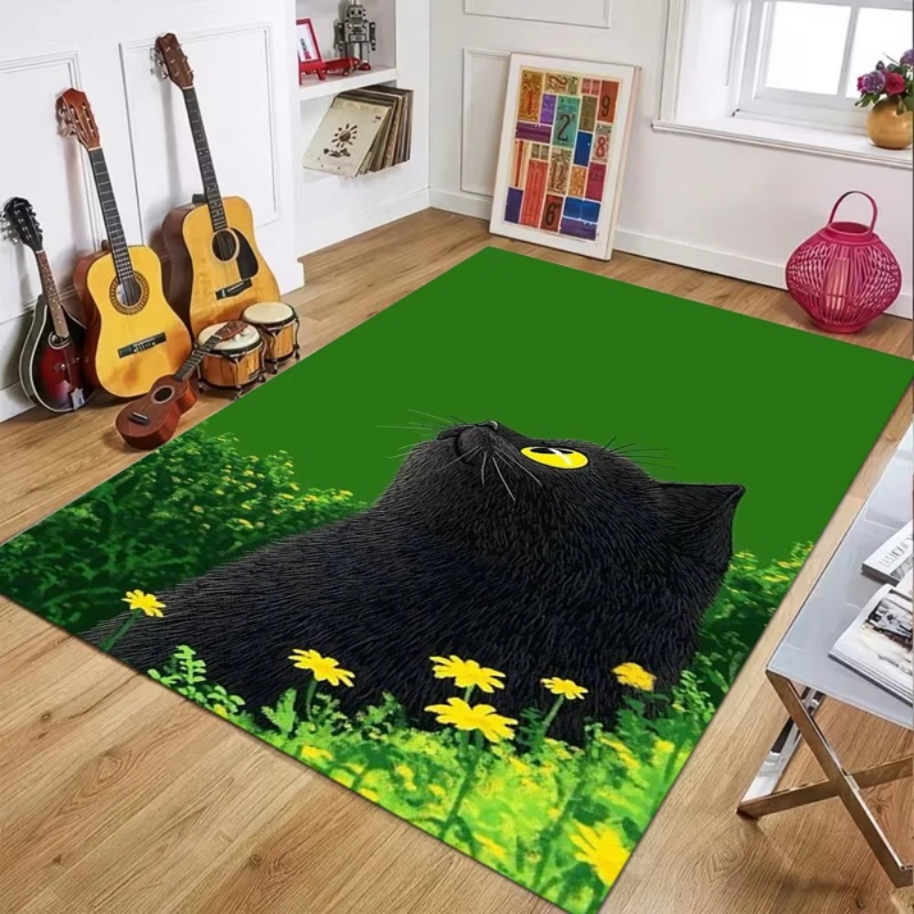 Home Textiles Rug - Keset Lantai Anti-Selip Bergaya Cetak Kucing