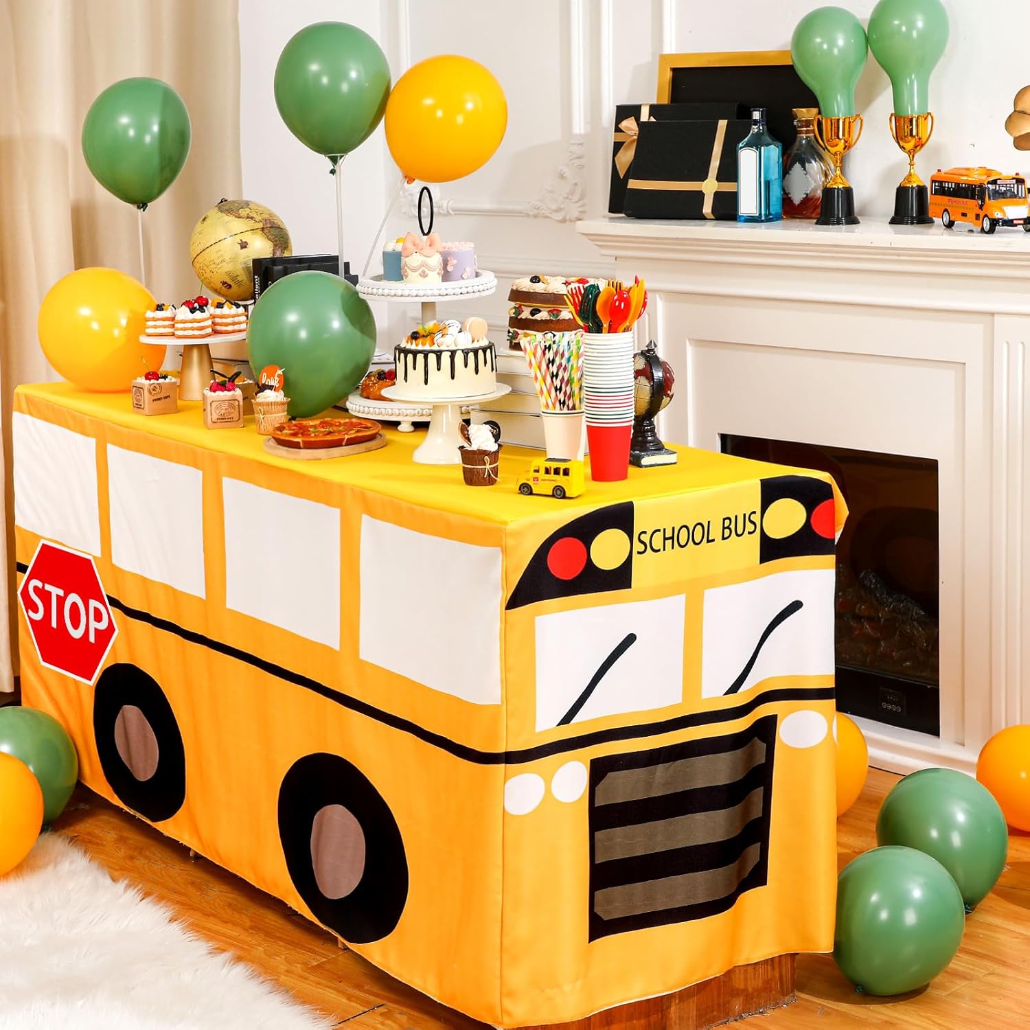 Home Textiles News - Taplak Meja Bus Sekolah Kartun Dekorasi
