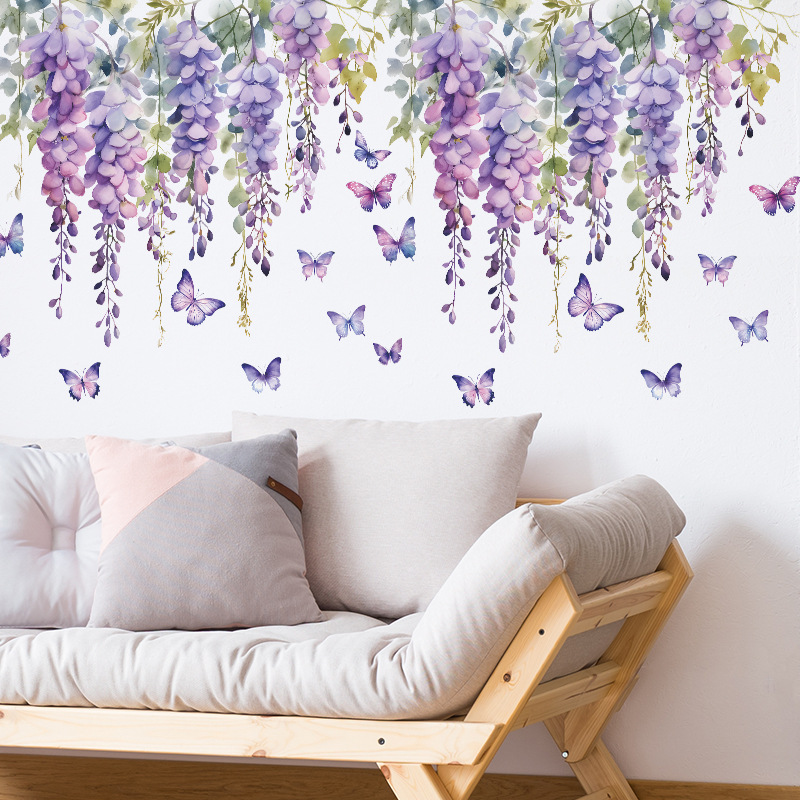 Stiker Dinding Bunga Ungu Deko - Home Textiles Meaning ulasan dan harga